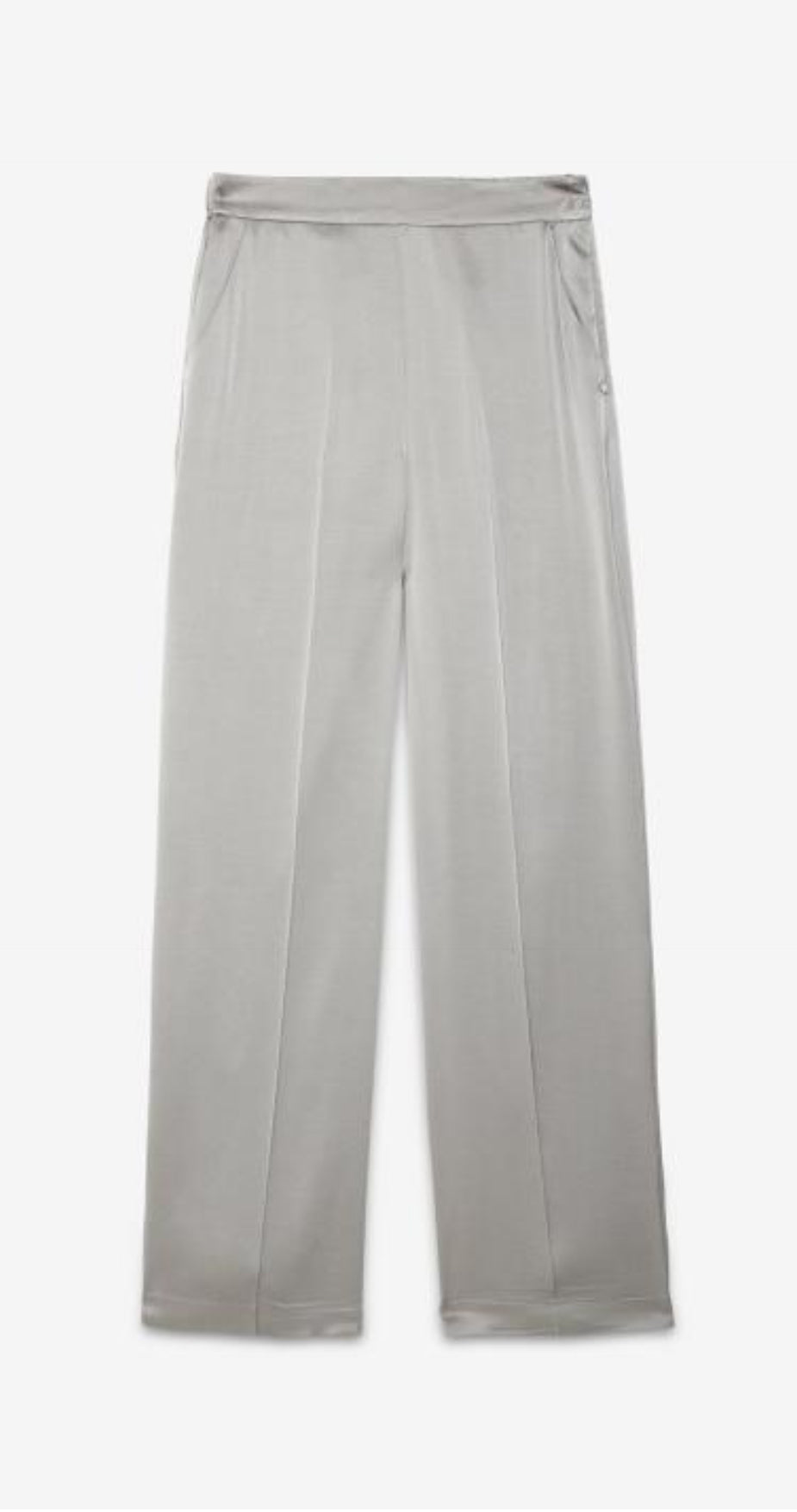 Ottod’Ame Pewter Grey High Waisted Satin Viscose Trousers