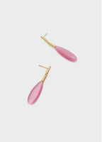 NALI Gold & Pink Opal Pendant Drop Earrings