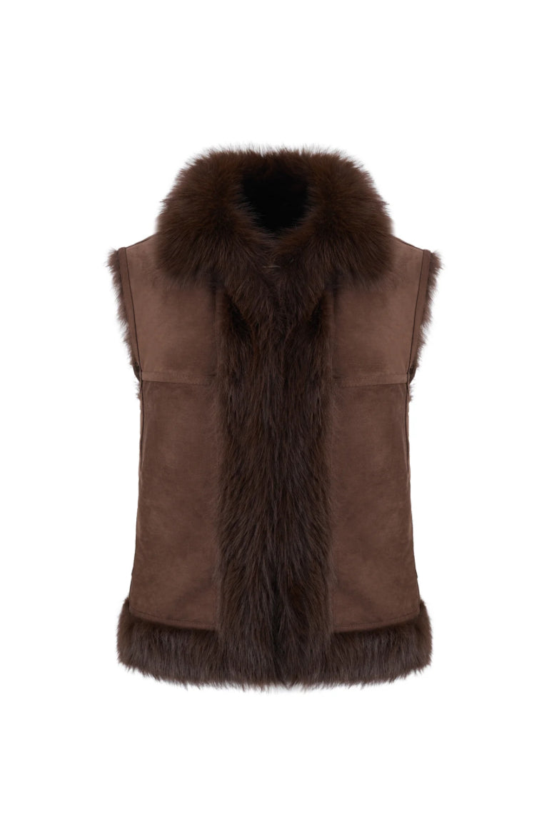 URBANCODE Reversible Brown Faux Fur Gilet