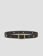 PENNYBLACK Stud and Eyelet Black Italian Leather Belt