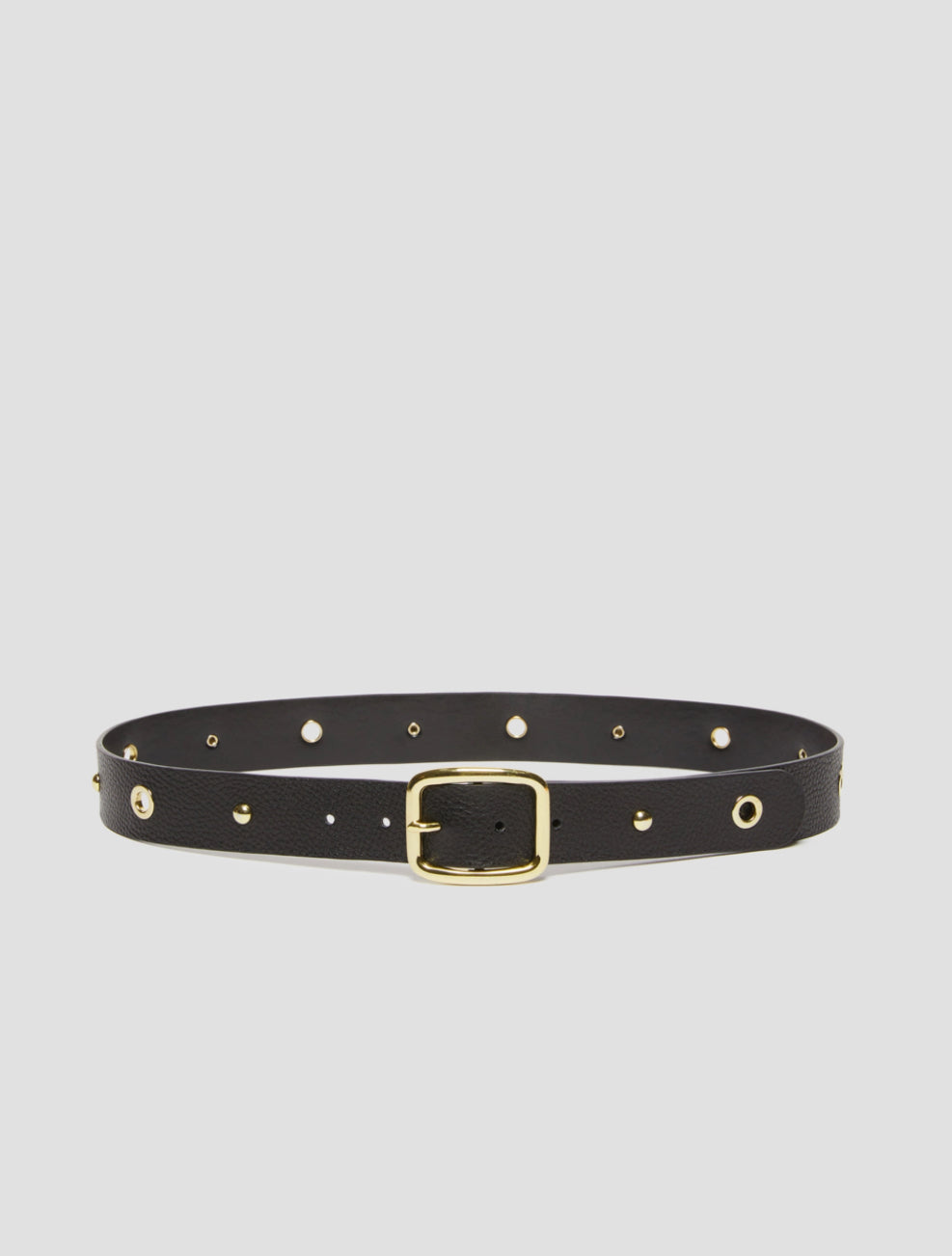 PENNYBLACK Stud and Eyelet Black Italian Leather Belt