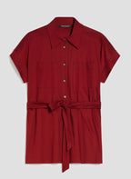 PENNYBLACK Burgundy Cotton Jersey Shirt with Tie Belt