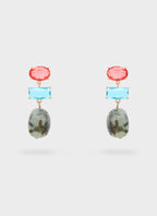 NALI  Pink Blue Crystal & Stone Drop Earrings