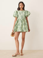 DREAM Sister Jane Clover Jacquard Mini Dress in Sage Green