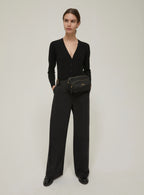 PENNYBLACK Wide-Fit Double-Woven Black Cotton Trousers