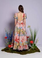DREAM Sister Jane Pink & Red Floral Camellia Jacquard Maxi Dress