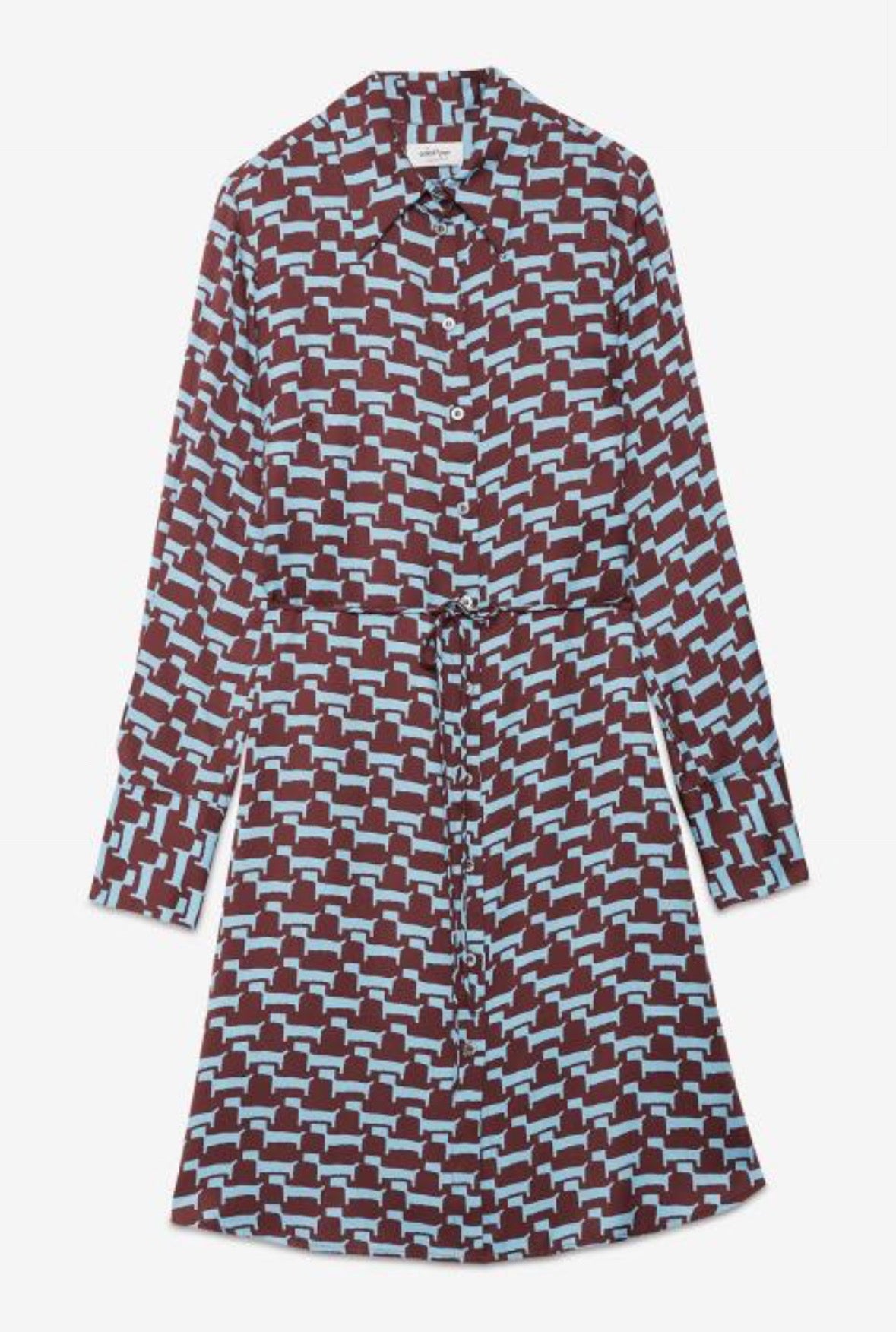 Ottod’Ame Blue & Burgundy Print Shirt Mini Dress