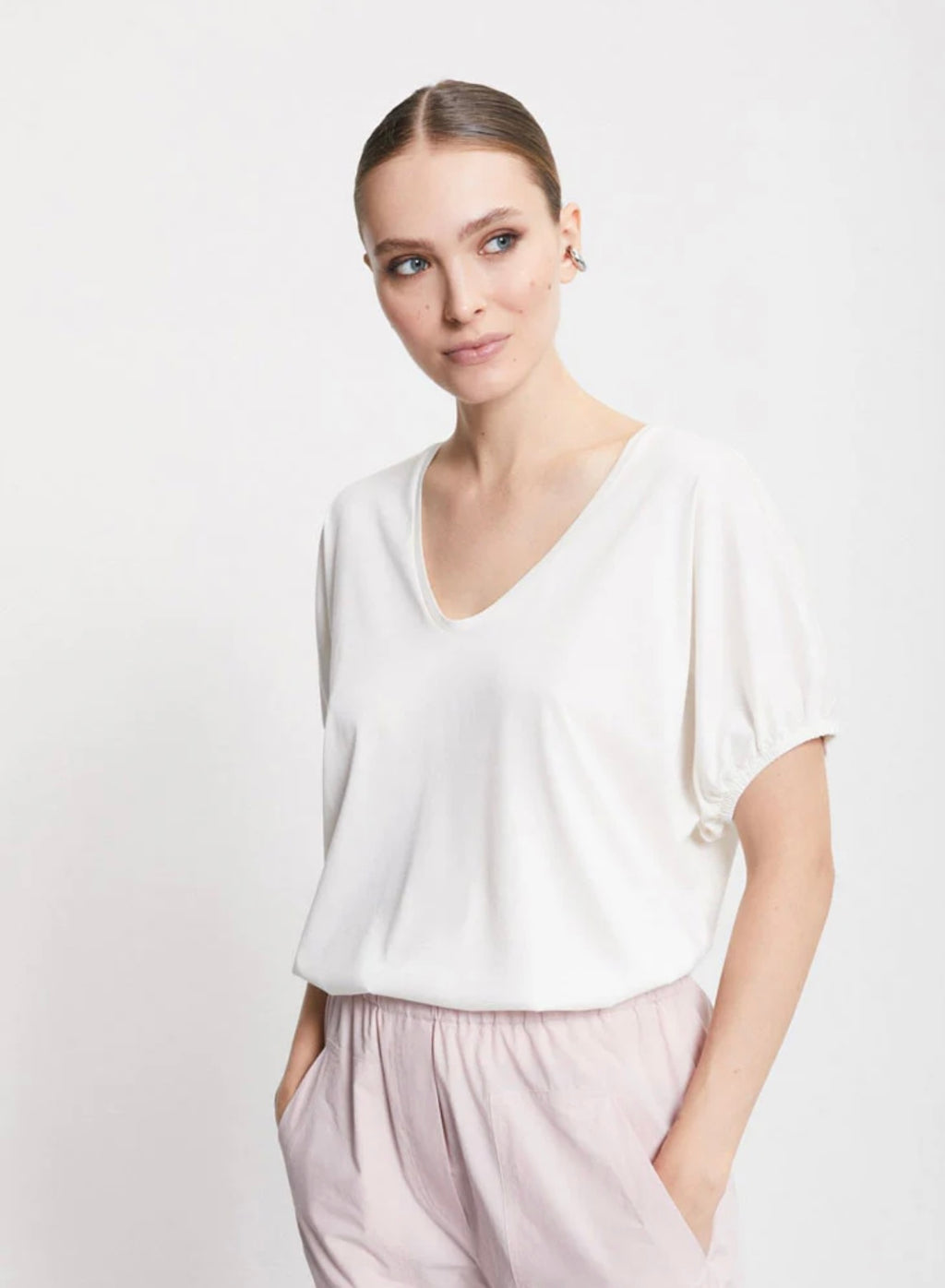 Ottod’Ame Cream V-Neck T-Shirt