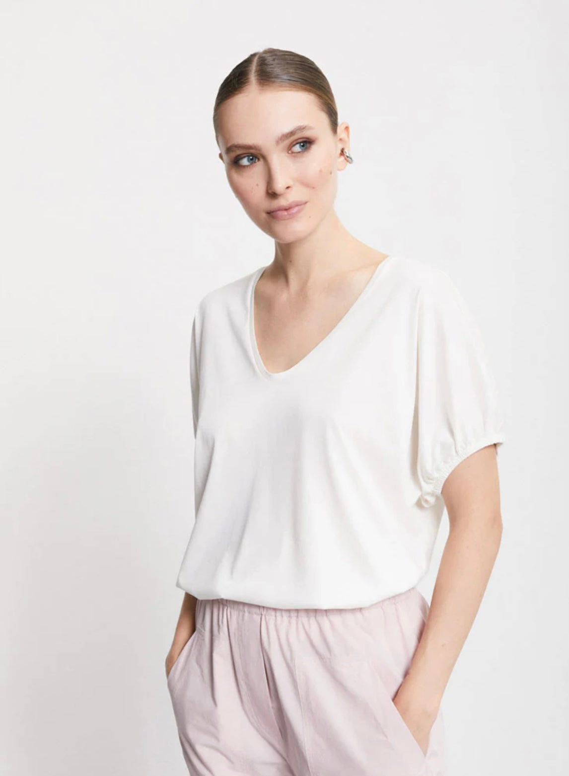 Ottod’Ame Cream V-Neck T-Shirt