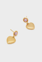 NALI Pink & Gold Heart Earrings