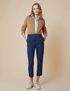 PENNYBLACK Navy 100% Cotton Poplin Trousers