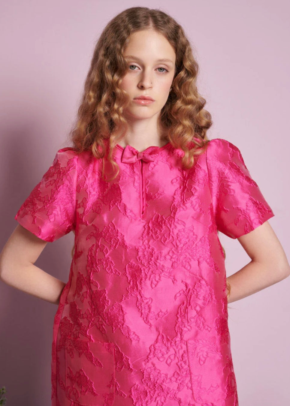 Sister Jane Cerise Pink is Foxglove Jacquard Mini Dress