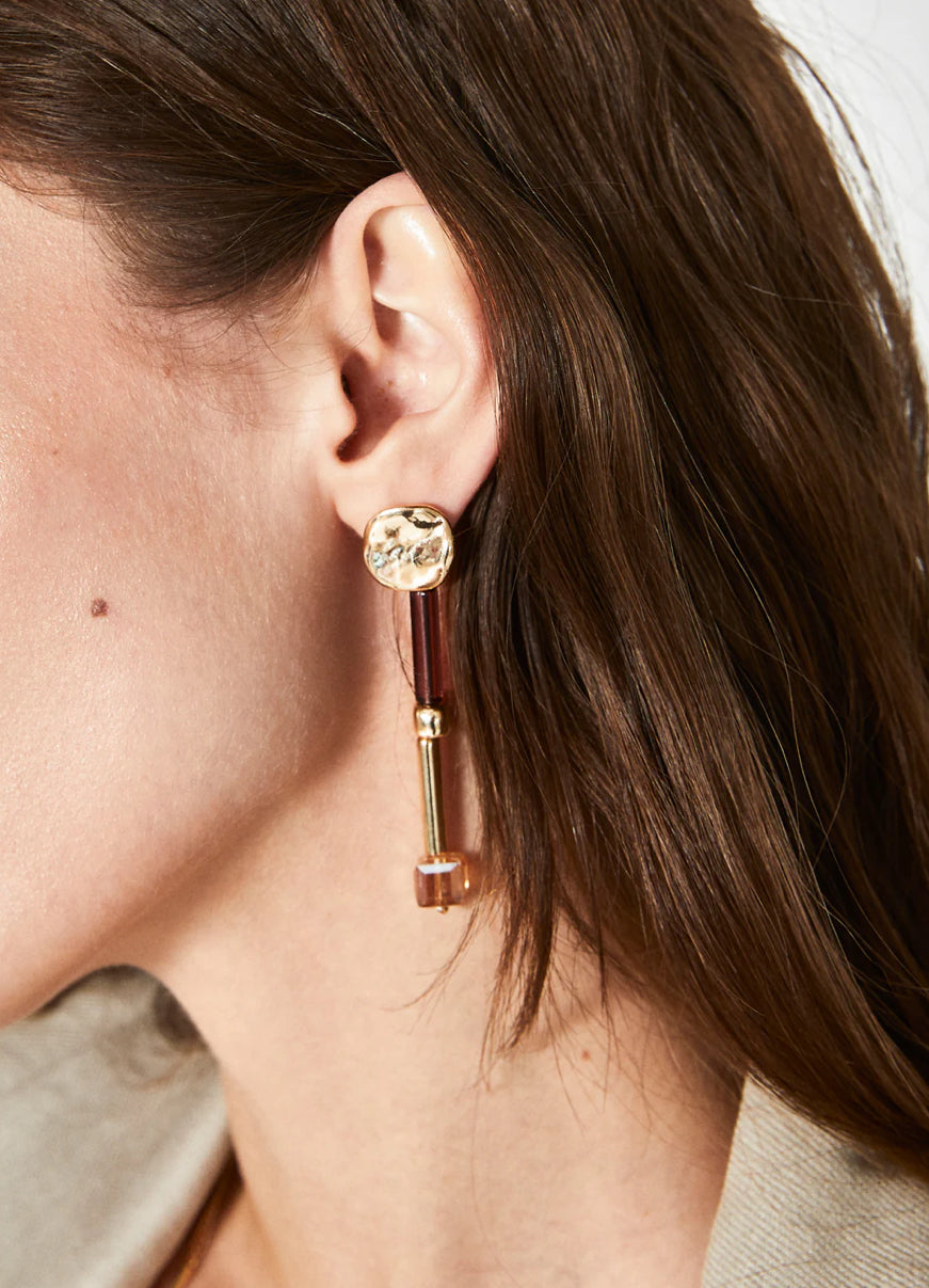 NALI Gold & Bronze Crystal Drop Earrings