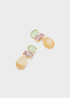 NALI Green Lilac Crystal & Stone Drop Earrings