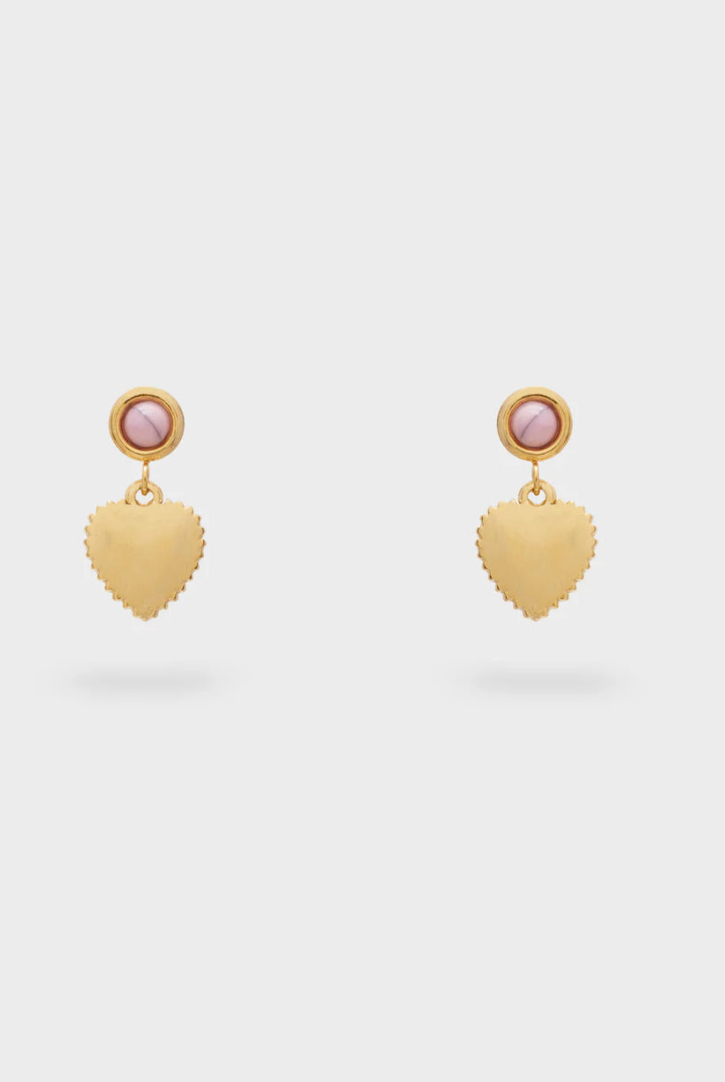 NALI Pink & Gold Heart Earrings