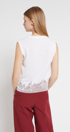Ottod’Ame White Fine Knit & Mesh Top