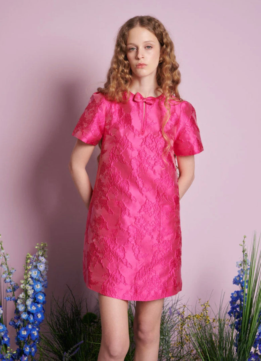 Sister Jane Cerise Pink is Foxglove Jacquard Mini Dress