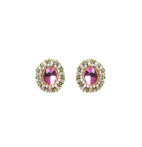 St. Erasmus Handmade Clip-On Earrings in Pink & Green