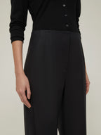 PENNYBLACK Wide-Fit Double-Woven Black Cotton Trousers