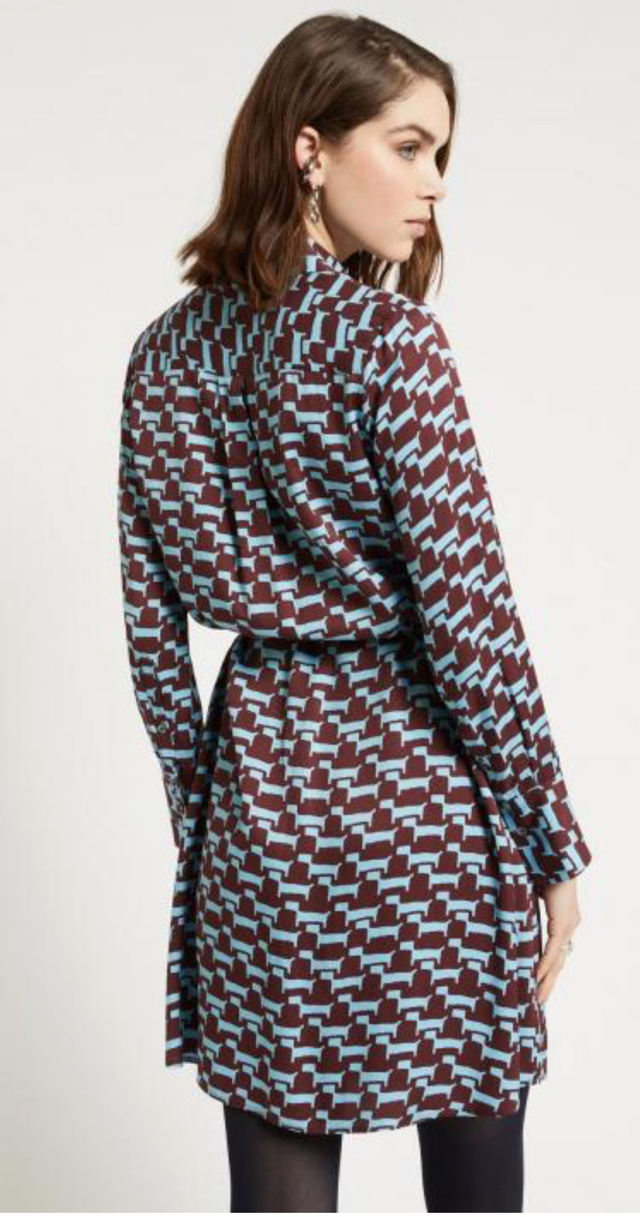 Ottod’Ame Blue & Burgundy Print Shirt Mini Dress