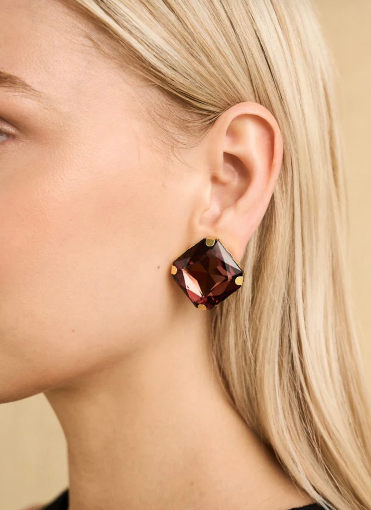 NALI Plum Crystal Clip-on Earrings