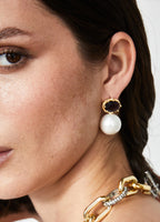 NALI Deep Purple Gemstone & Pearl Earrings