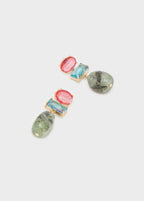 NALI  Pink Blue Crystal & Stone Drop Earrings
