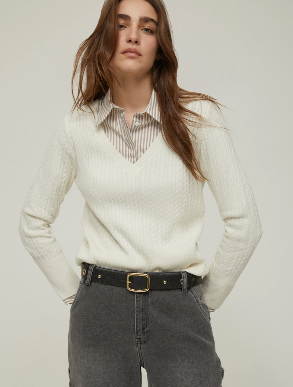 PENNYBLACK Stud and Eyelet Black Italian Leather Belt