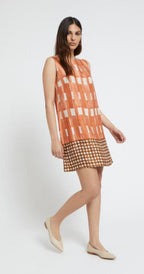 Ottod’Ame Peach Geometric Print Silk Viscose Shift Dress