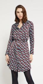 Ottod’Ame Blue & Burgundy Print Shirt Mini Dress