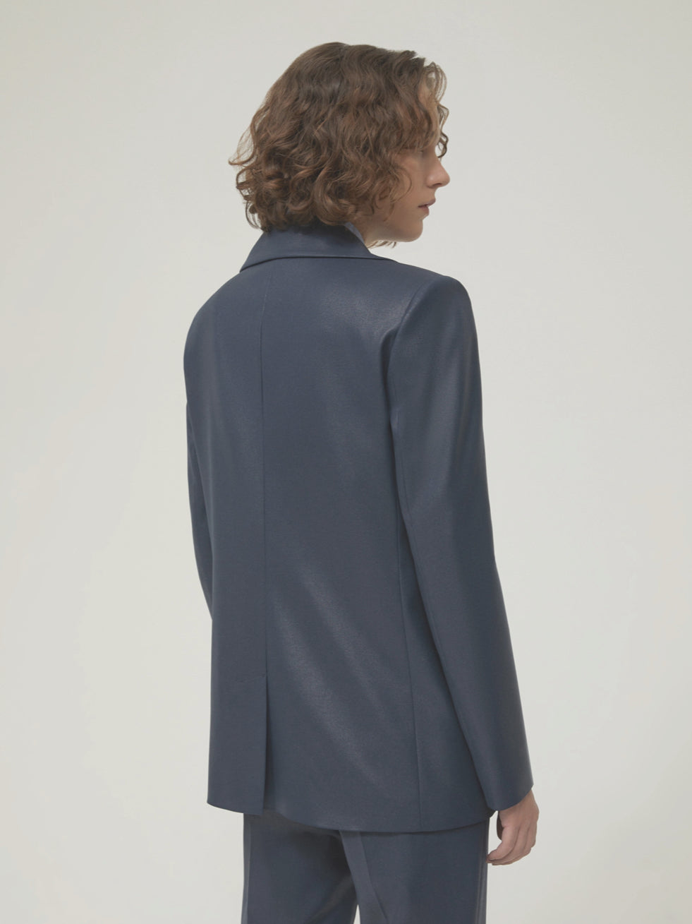 PENNYBLACK Navy Tailored Blazer in Glazed Sheen Finish