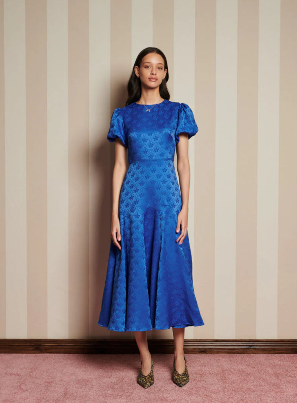 Sister Jane Cobalt Blue Jacquard Lace Midi Dress