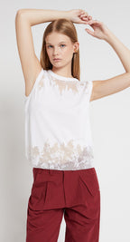 Ottod’Ame White Fine Knit & Mesh Top