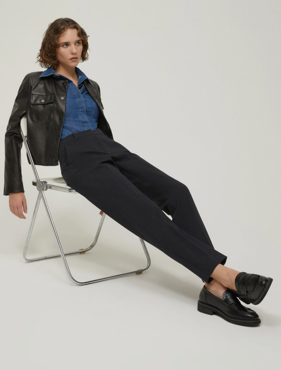 PENNYBLACK Slim Fit Tailored Black Trousers