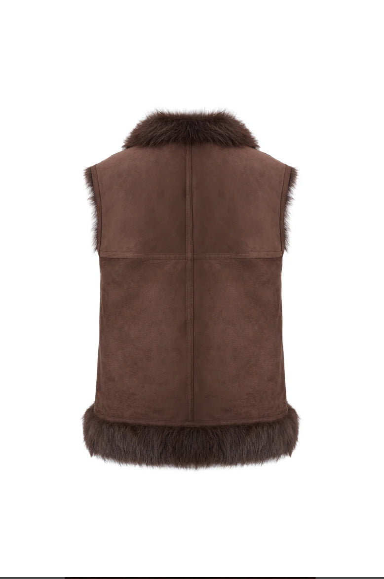 URBANCODE Reversible Brown Faux Fur Gilet