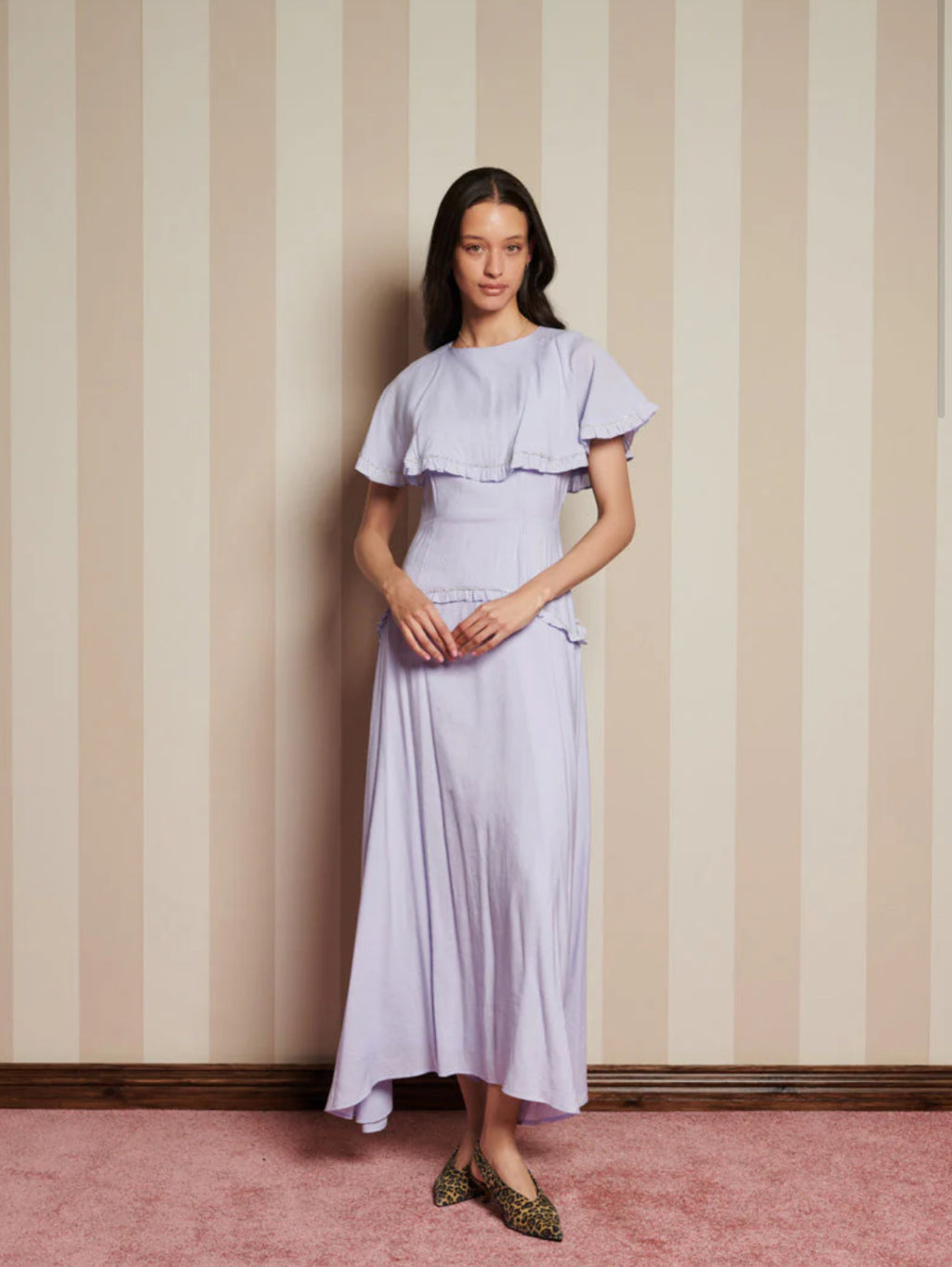 Sister Jane Lilac Cape Dress with Diamante Trim