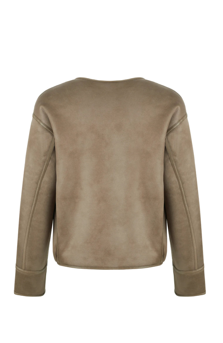 URBANCODE Reversible Mink Faux Fur & Suede Collarless Jacket