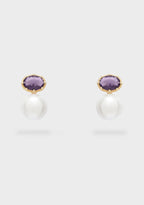 NALI Deep Purple Gemstone & Pearl Earrings