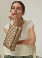 PENNYBLACK Gold Woven Bag with Interchangeable Shoulder Straps