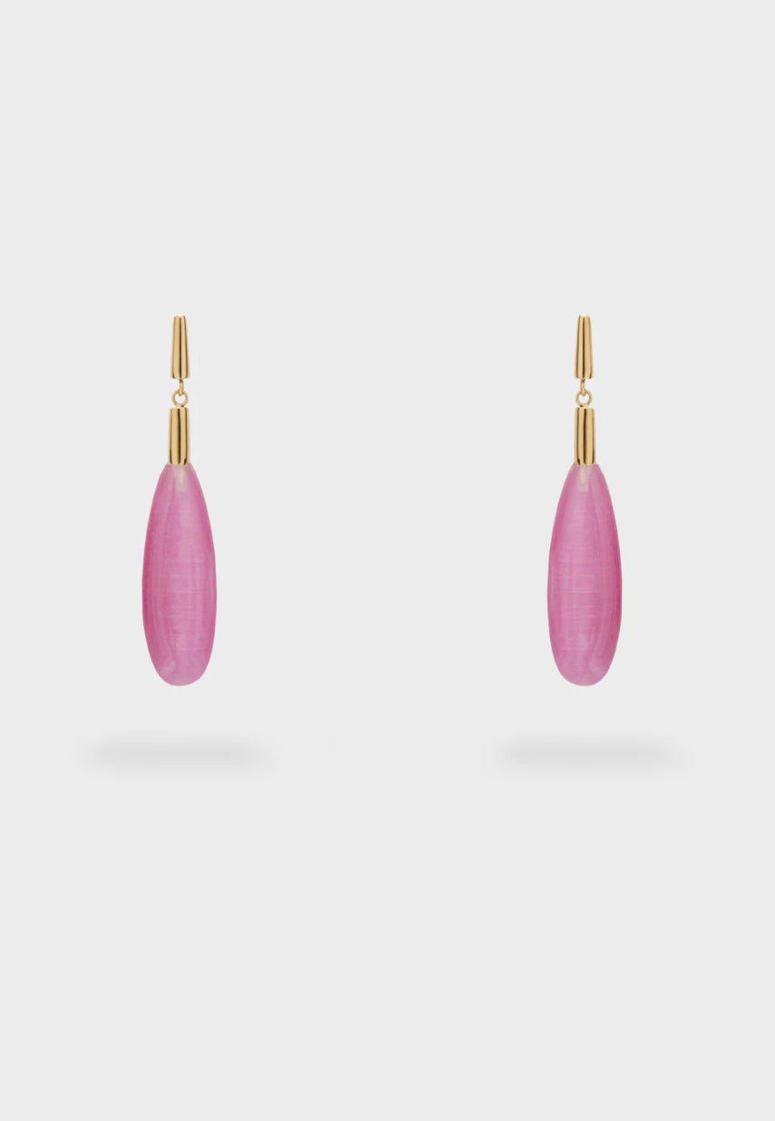 NALI Gold & Pink Opal Pendant Drop Earrings