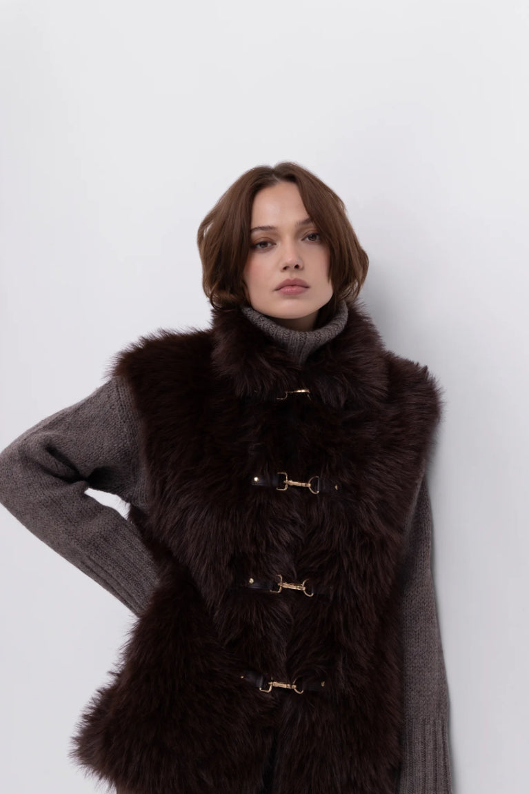 URBANCODE Reversible Brown Faux Fur Gilet