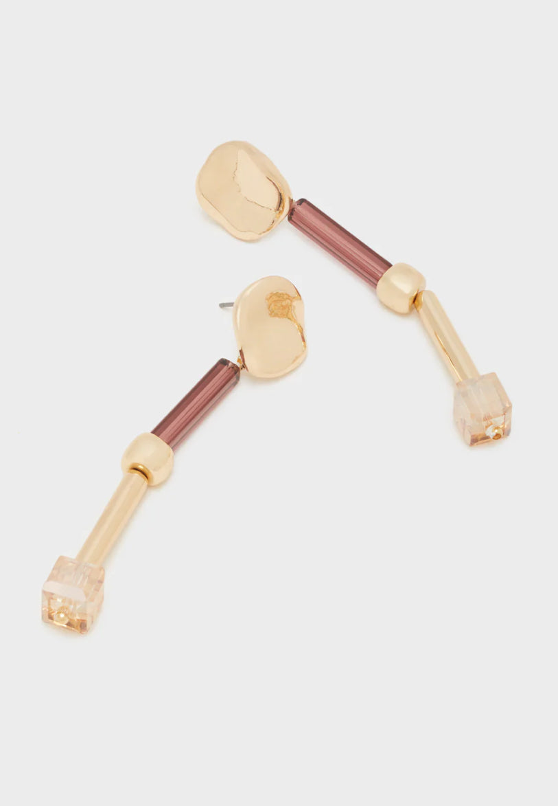NALI Gold & Bronze Crystal Drop Earrings