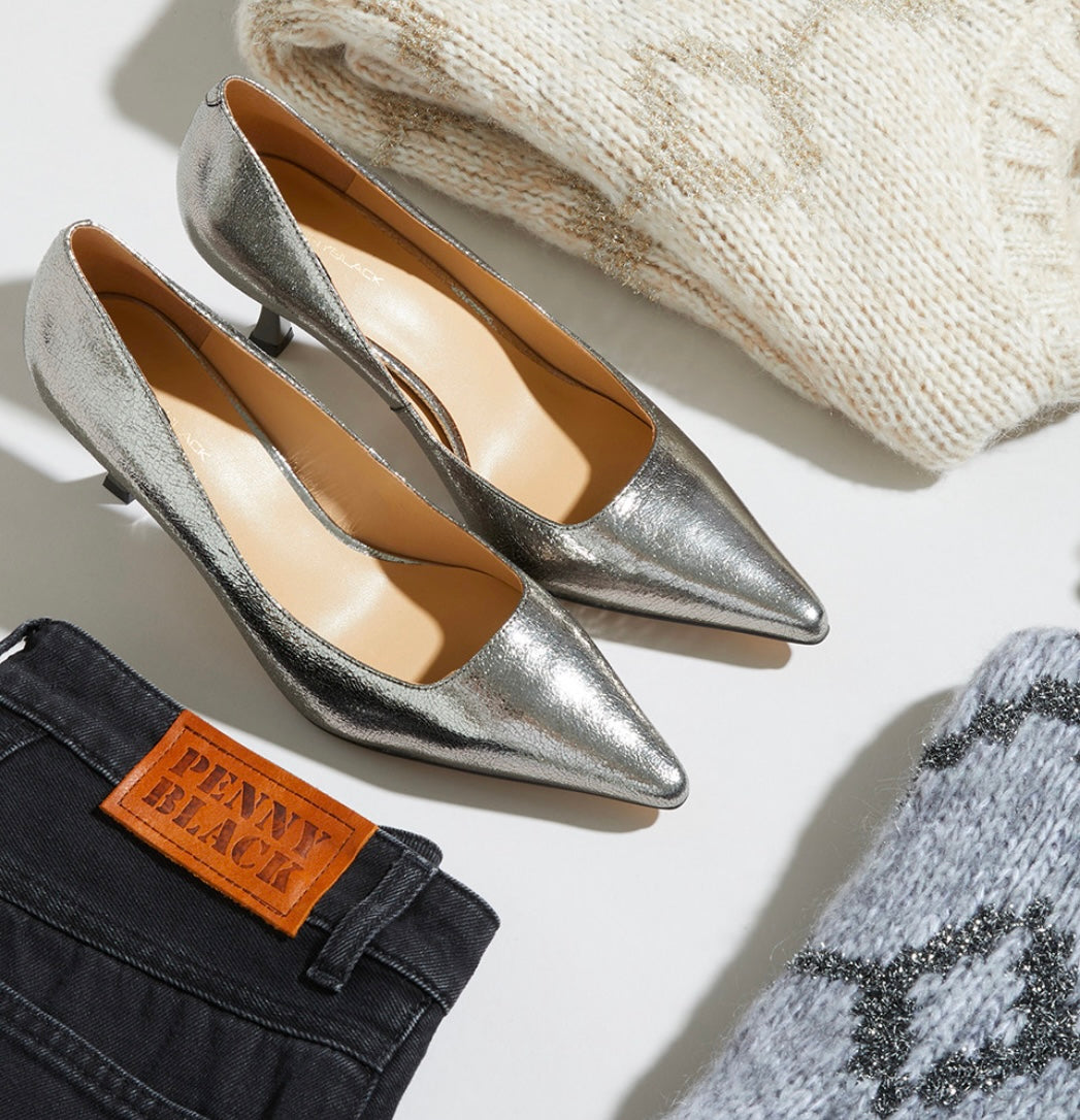 PennyBlack Silver Metallic Court Shoe