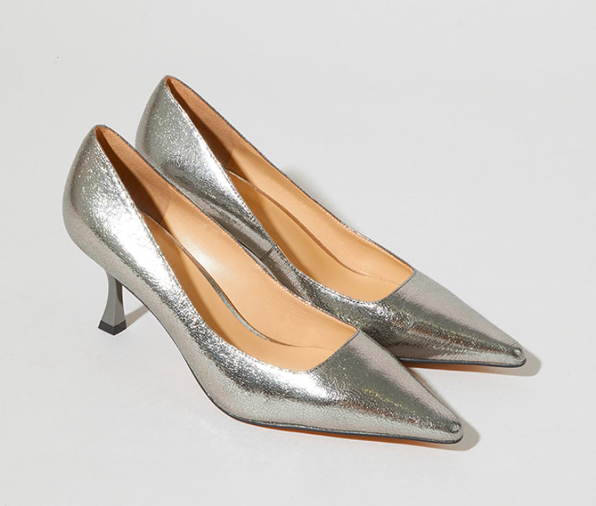 PennyBlack Silver Metallic Court Shoe