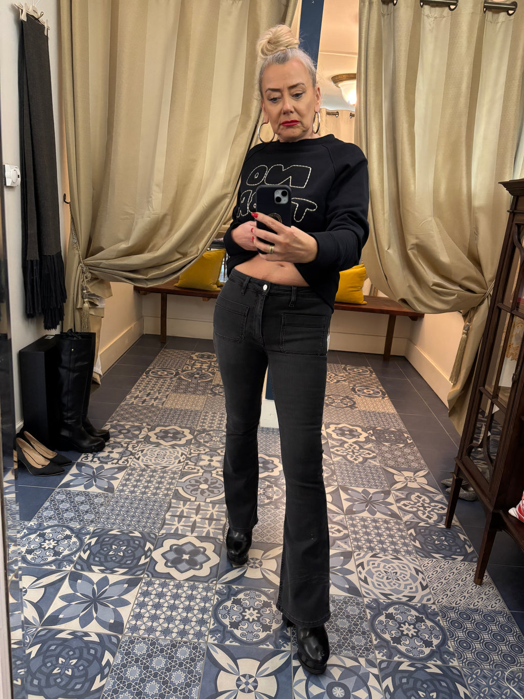 Reiko Slate Black bootleg Jeans