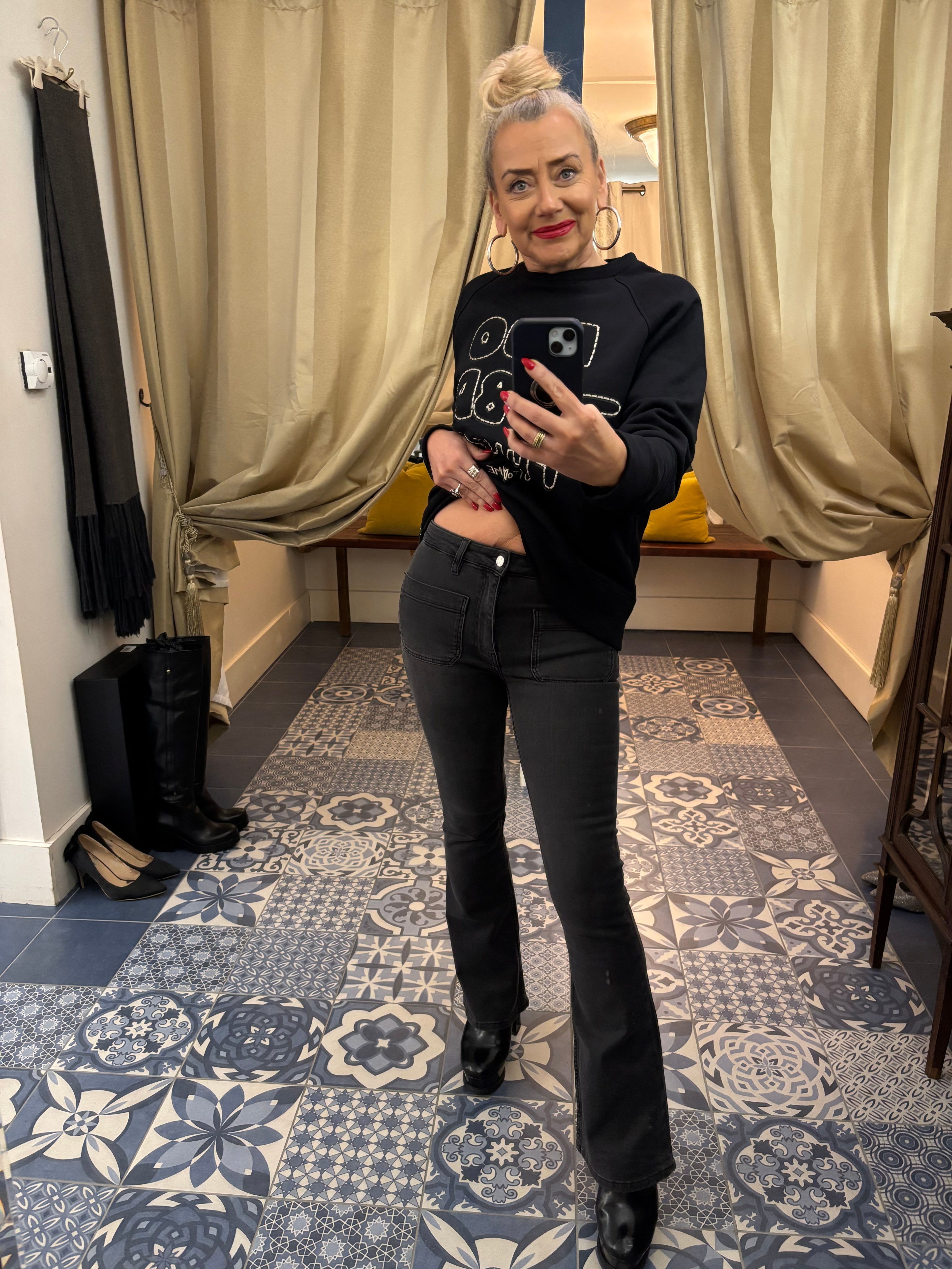 Reiko Slate Black bootleg Jeans