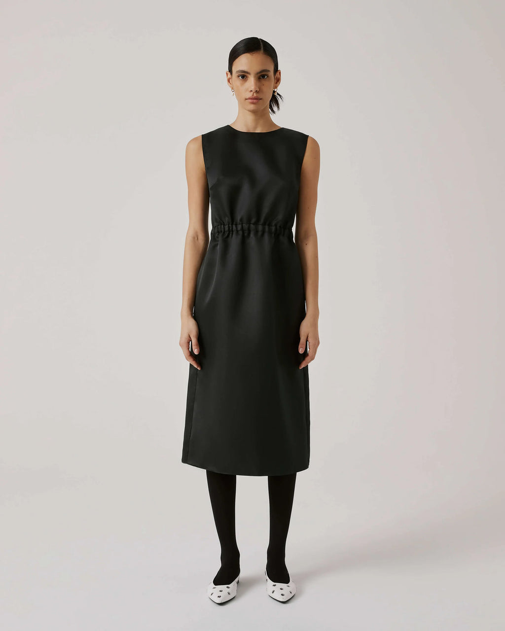 Beatrice B. Black Duchess Matt Satin Sheath Dress