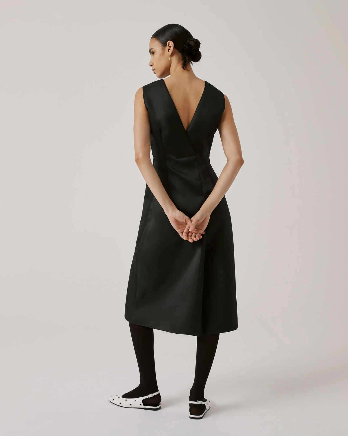 Beatrice B. Black Duchess Matt Satin Sheath Dress
