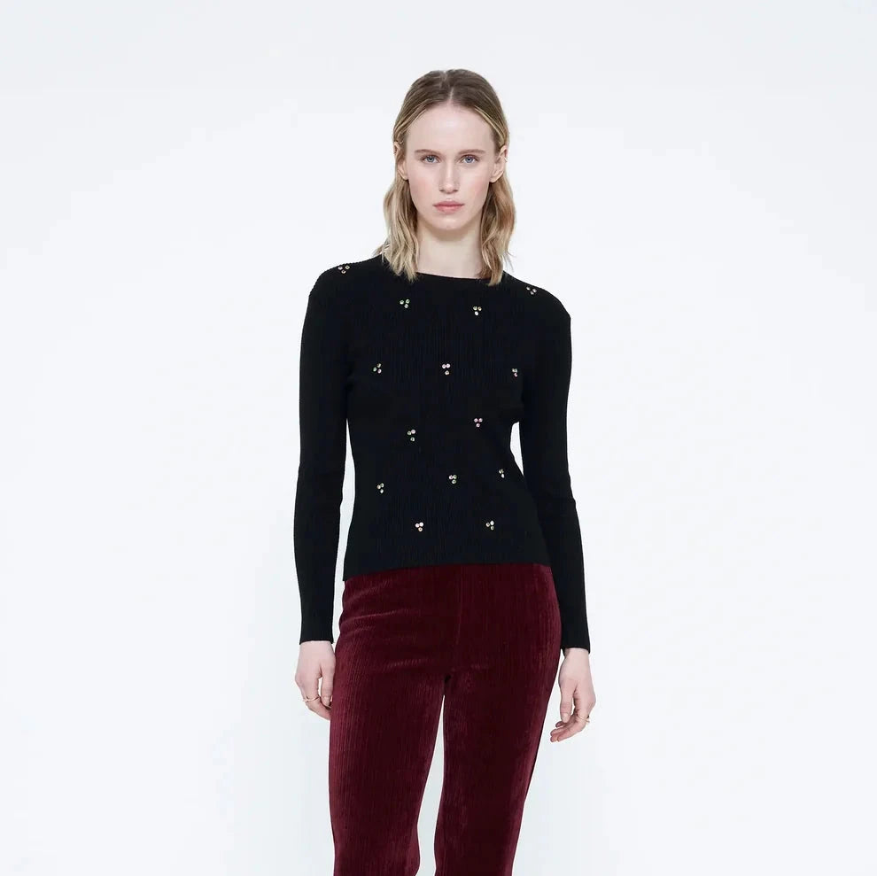 Wild Pony Black Fine Knit  Jumper with Rinestones