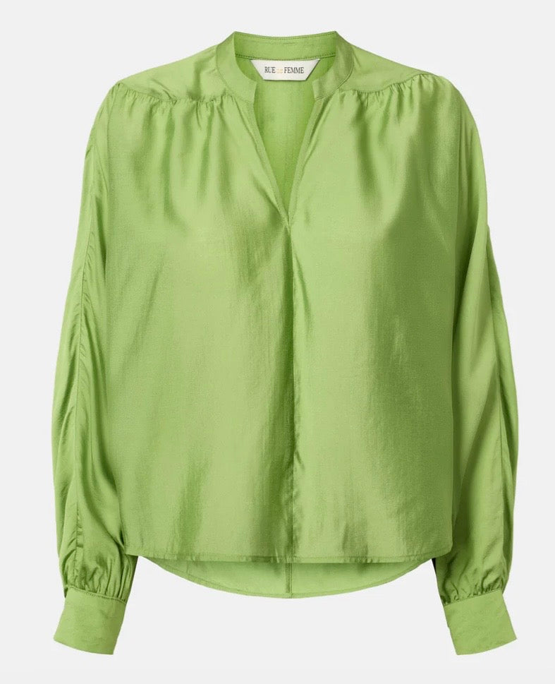 RDF Green Viscose Fluid V-Neck Blouse
